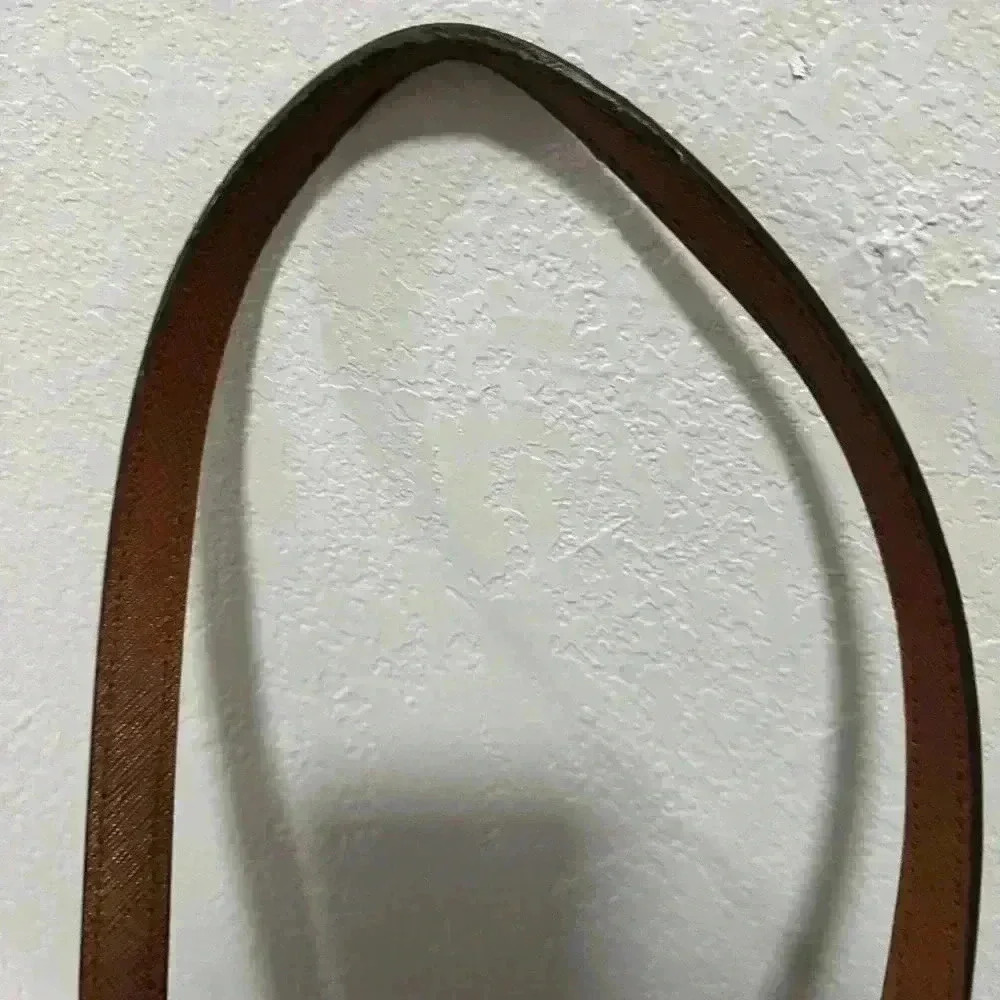 Michael Kors Tote Bag Brown Leather Shoulder Bag MK Charm Gold Hardware - Picture 7 of 14